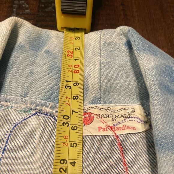 Vintage 80’s-90’s Handmade Denim Patch Jacket Shoulder Pads Pat Hardison pockets - Picture 12 of 15